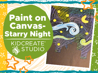 Kidcreate Studio - Newport News. Paint on Canvas- Starry Night Homeschool Workshop (5-12 Years)